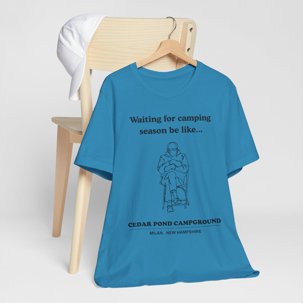 Camping Season Tee — "Waiting for camping season be like..." Cedar Pond Campground Shirt