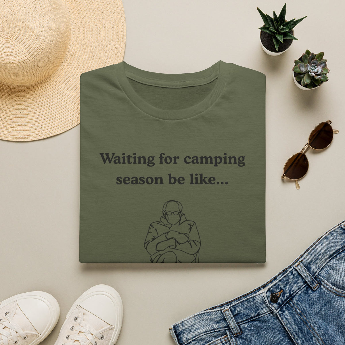 Waiting for Camping Season T-Shirt — Funny Camping Tee with Cozy Chair Graphic