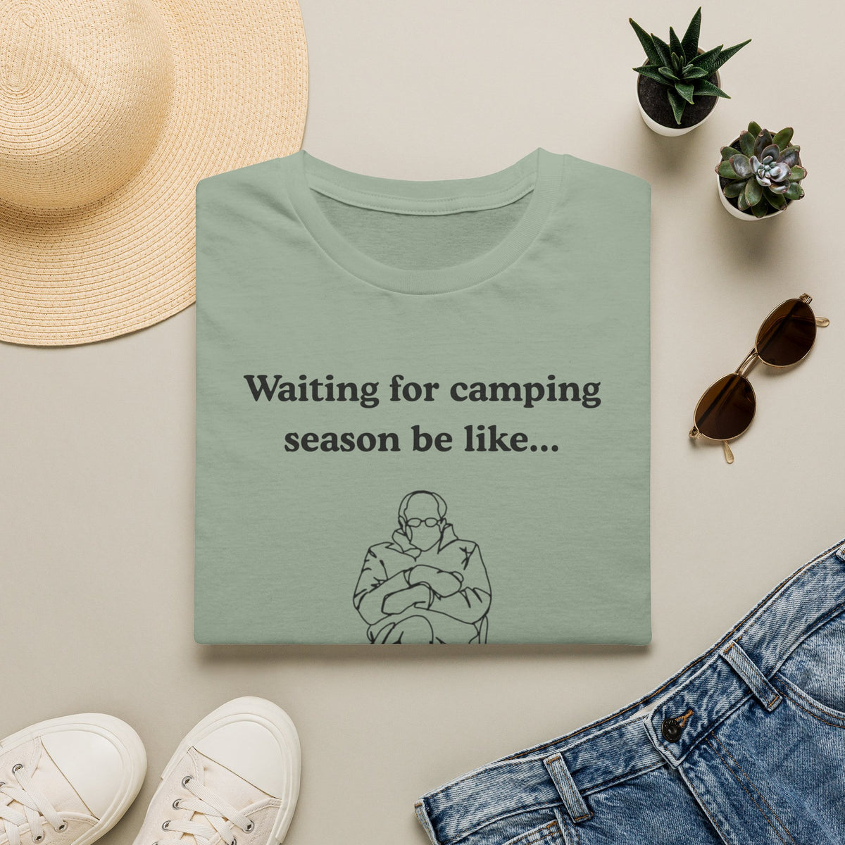 Waiting for Camping Season T-Shirt — Funny Camping Tee with Cozy Chair Graphic