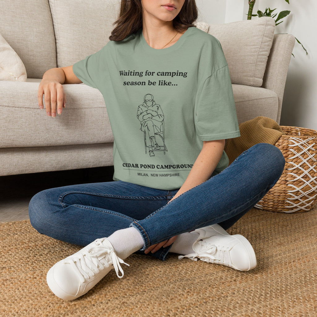 Waiting for Camping Season T-Shirt — Funny Camping Tee with Cozy Chair Graphic