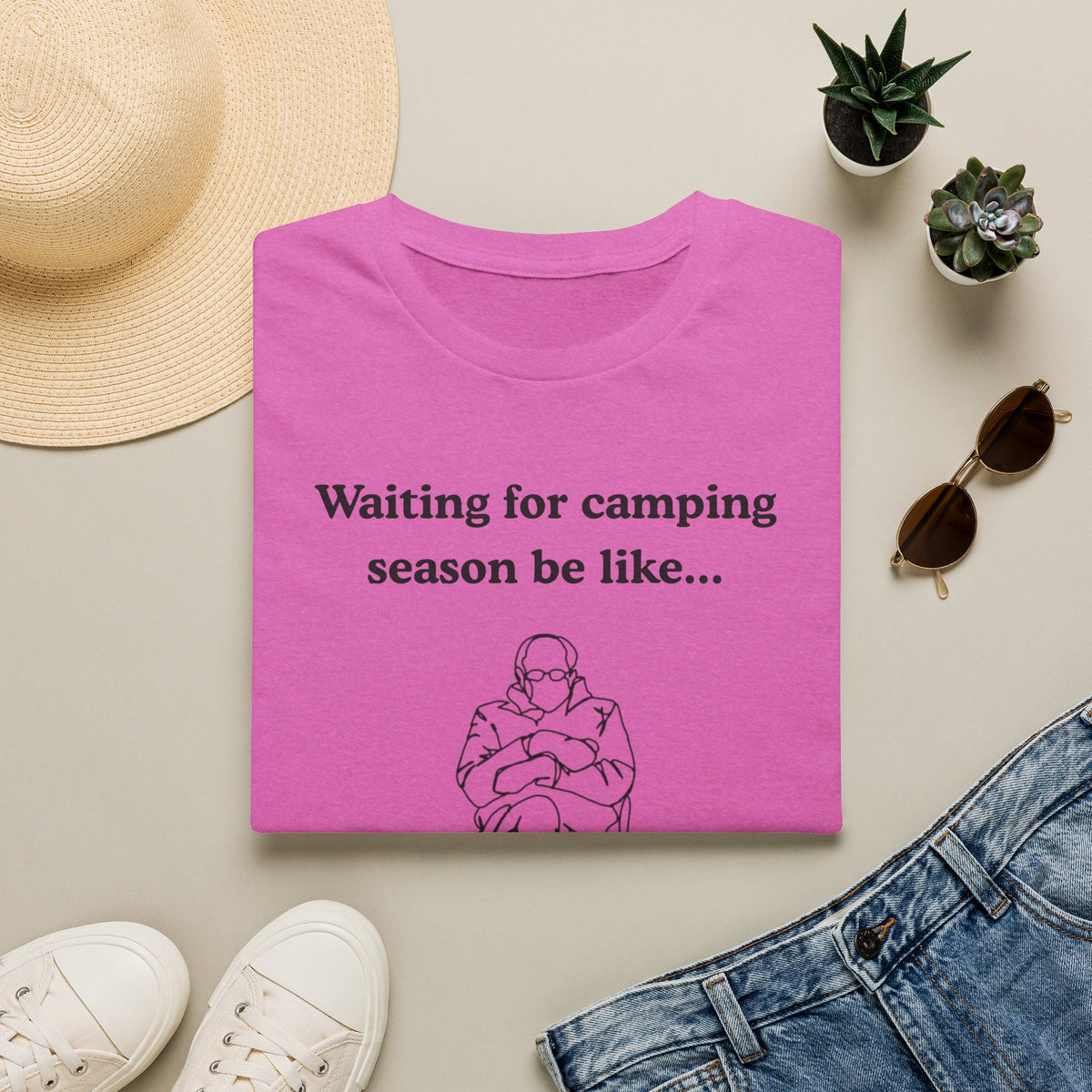 Waiting for Camping Season T-Shirt — Funny Camping Tee with Cozy Chair Graphic