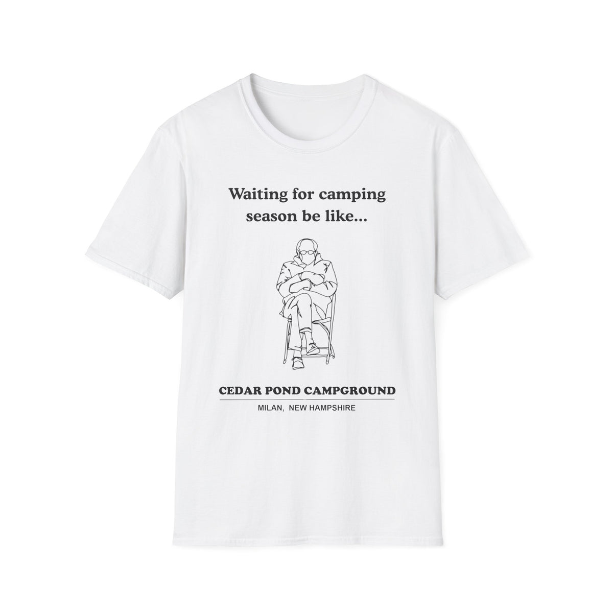 Waiting for Camping Season T-Shirt — Funny Camping Tee with Cozy Chair Graphic
