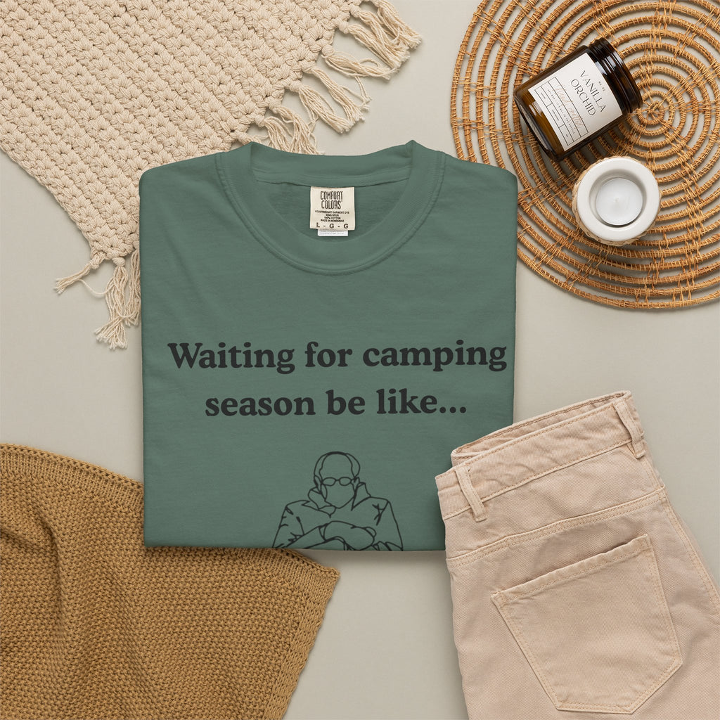 Camping Season Tee — "Waiting for camping season be like..." Cedar Pond Campground Shirt