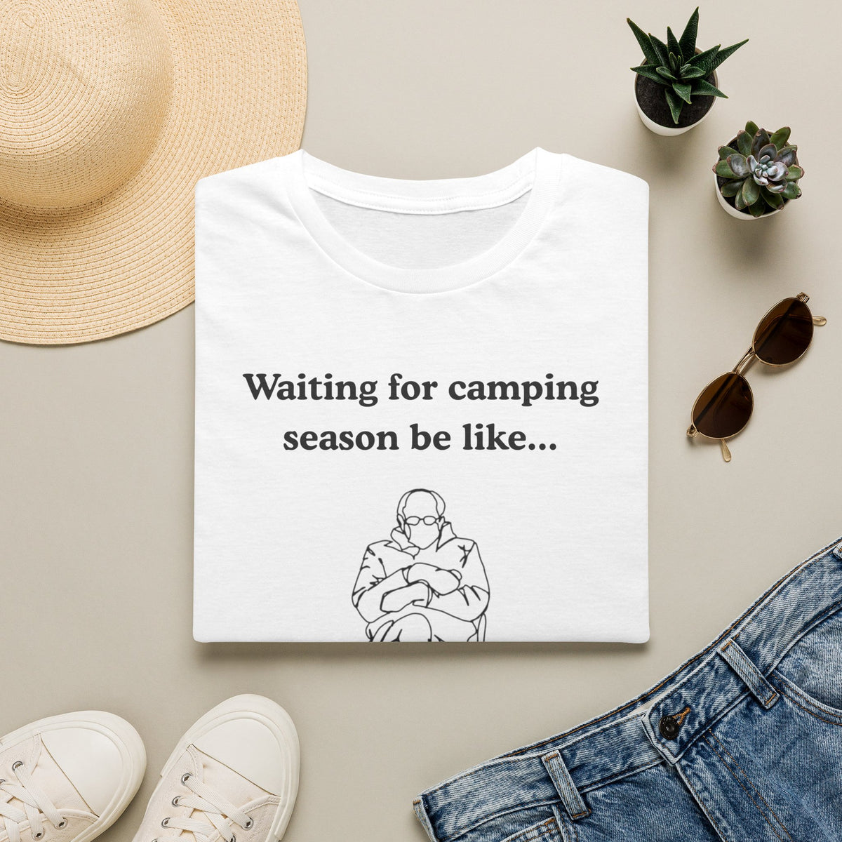 Waiting for Camping Season T-Shirt — Funny Camping Tee with Cozy Chair Graphic