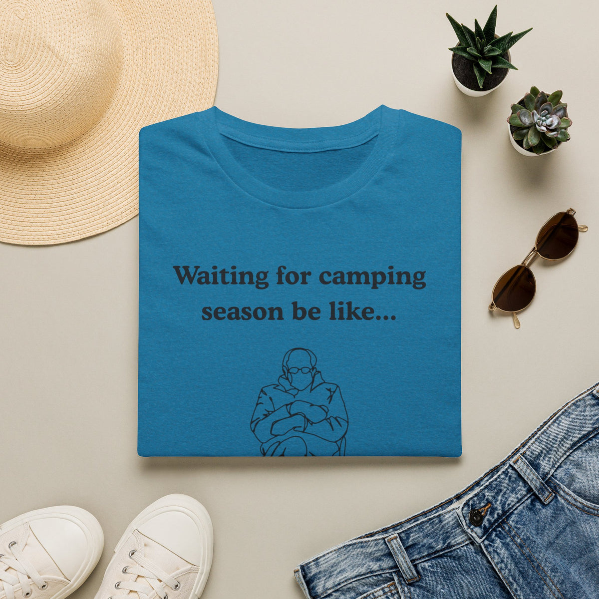 Waiting for Camping Season T-Shirt — Funny Camping Tee with Cozy Chair Graphic