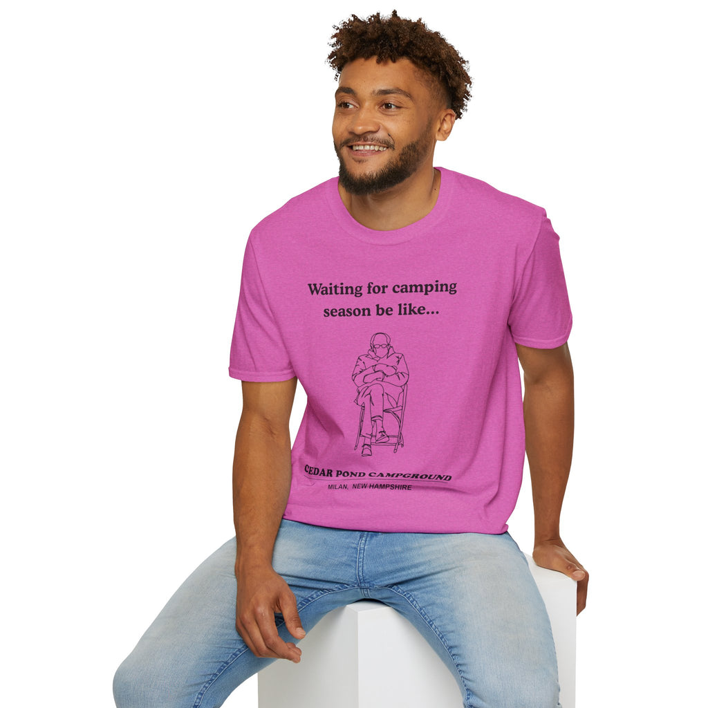 Waiting for Camping Season T-Shirt — Funny Camping Tee with Cozy Chair Graphic