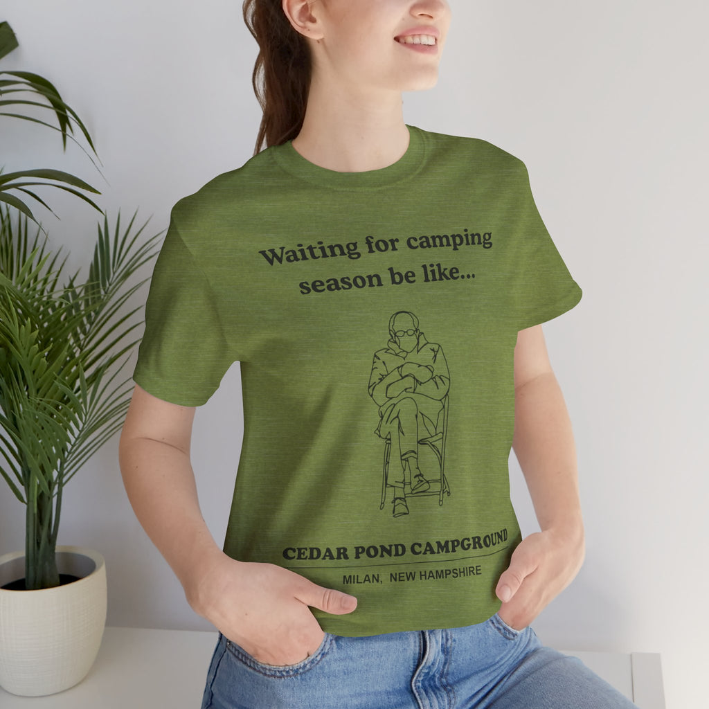 Camping Season Tee — "Waiting for camping season be like..." Cedar Pond Campground Shirt