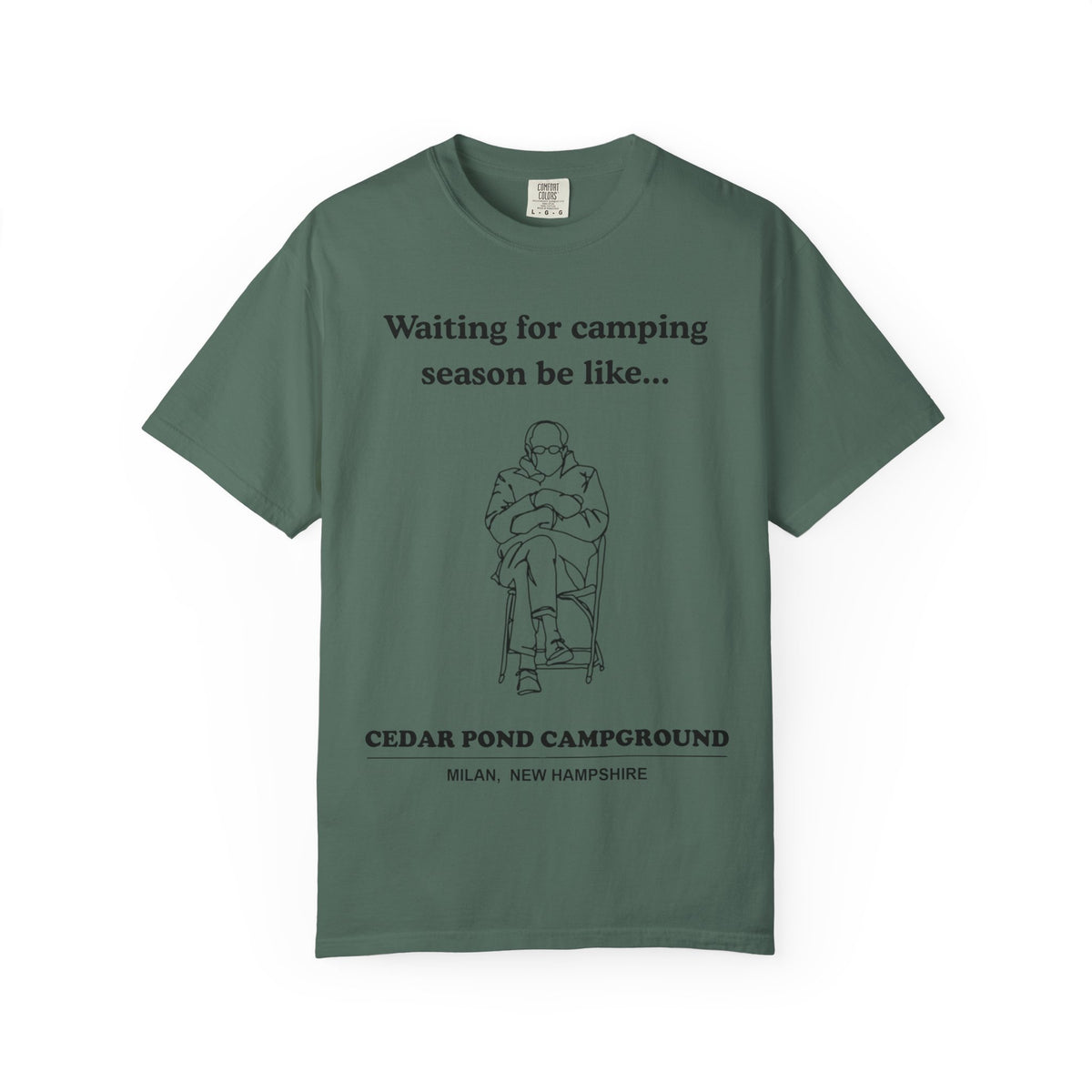 Camping Season Tee — "Waiting for camping season be like..." Cedar Pond Campground Shirt
