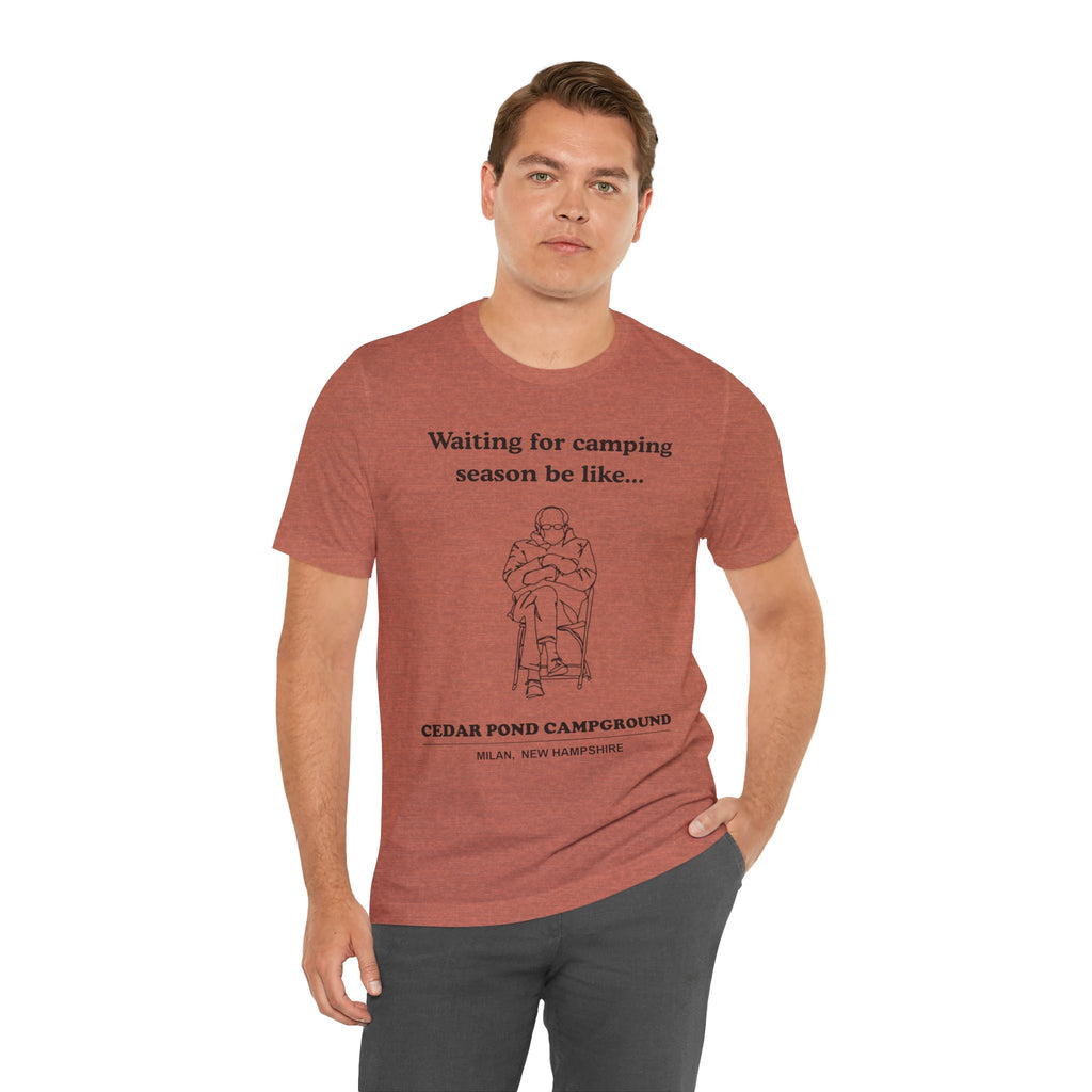 Camping Season Tee — "Waiting for camping season be like..." Cedar Pond Campground Shirt
