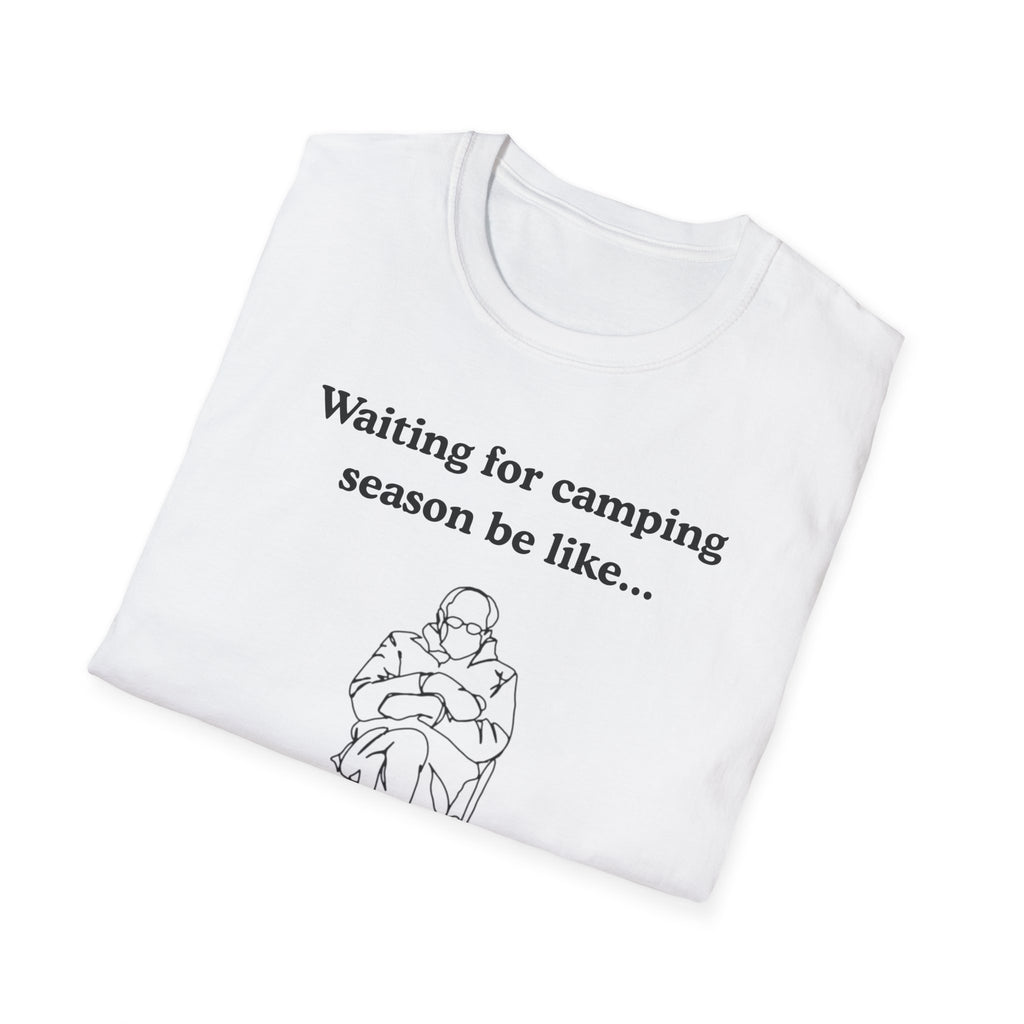 Waiting for Camping Season T-Shirt — Funny Camping Tee with Cozy Chair Graphic