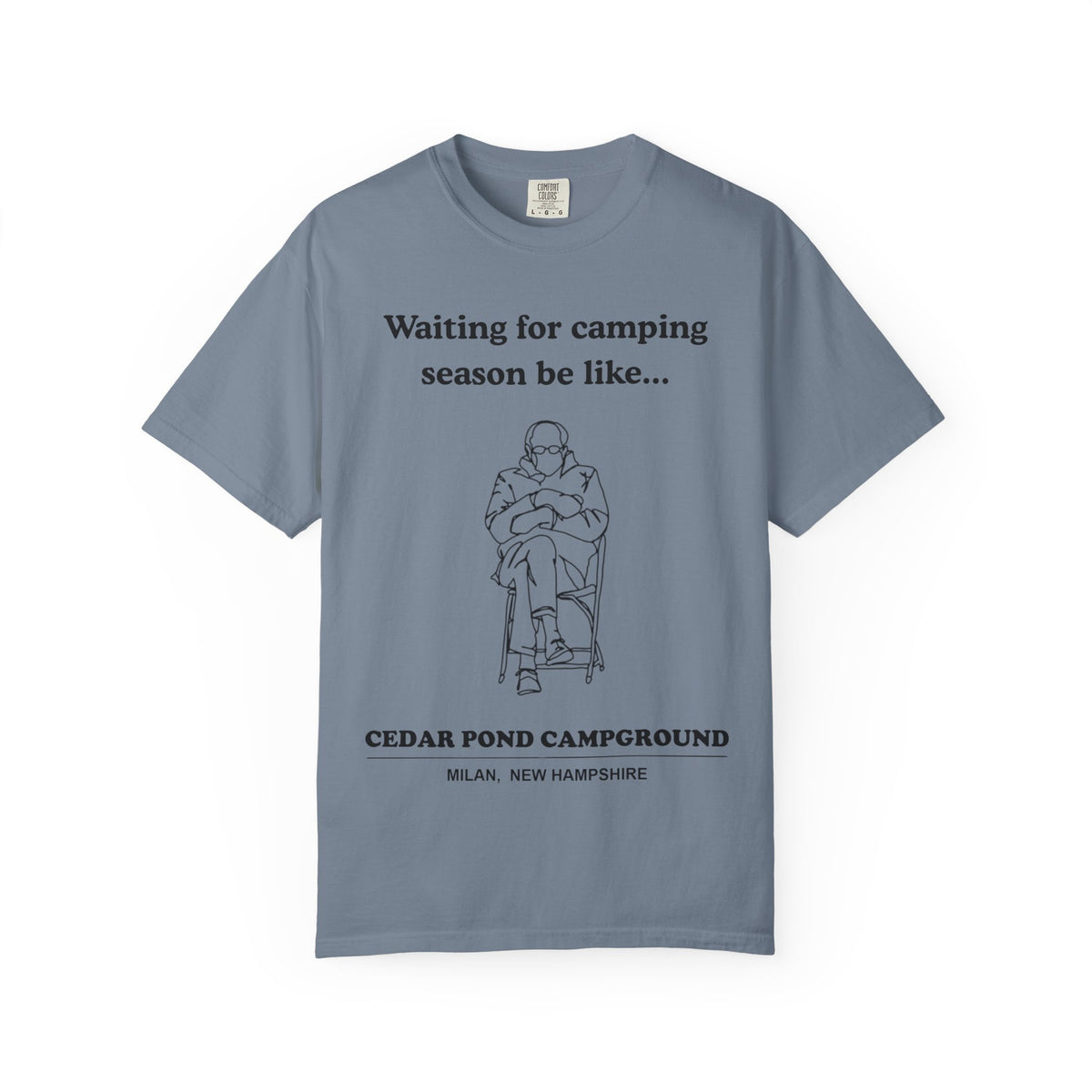 Camping Season Tee — "Waiting for camping season be like..." Cedar Pond Campground Shirt