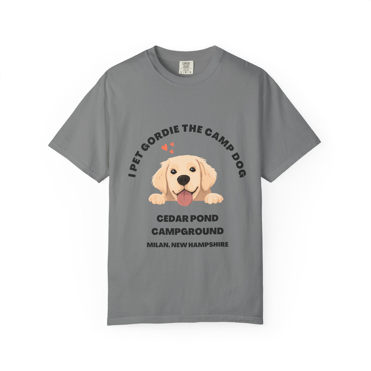 I Pet Gordie the Camp Dog Tee — Cedar Pond Campground, Milan NH