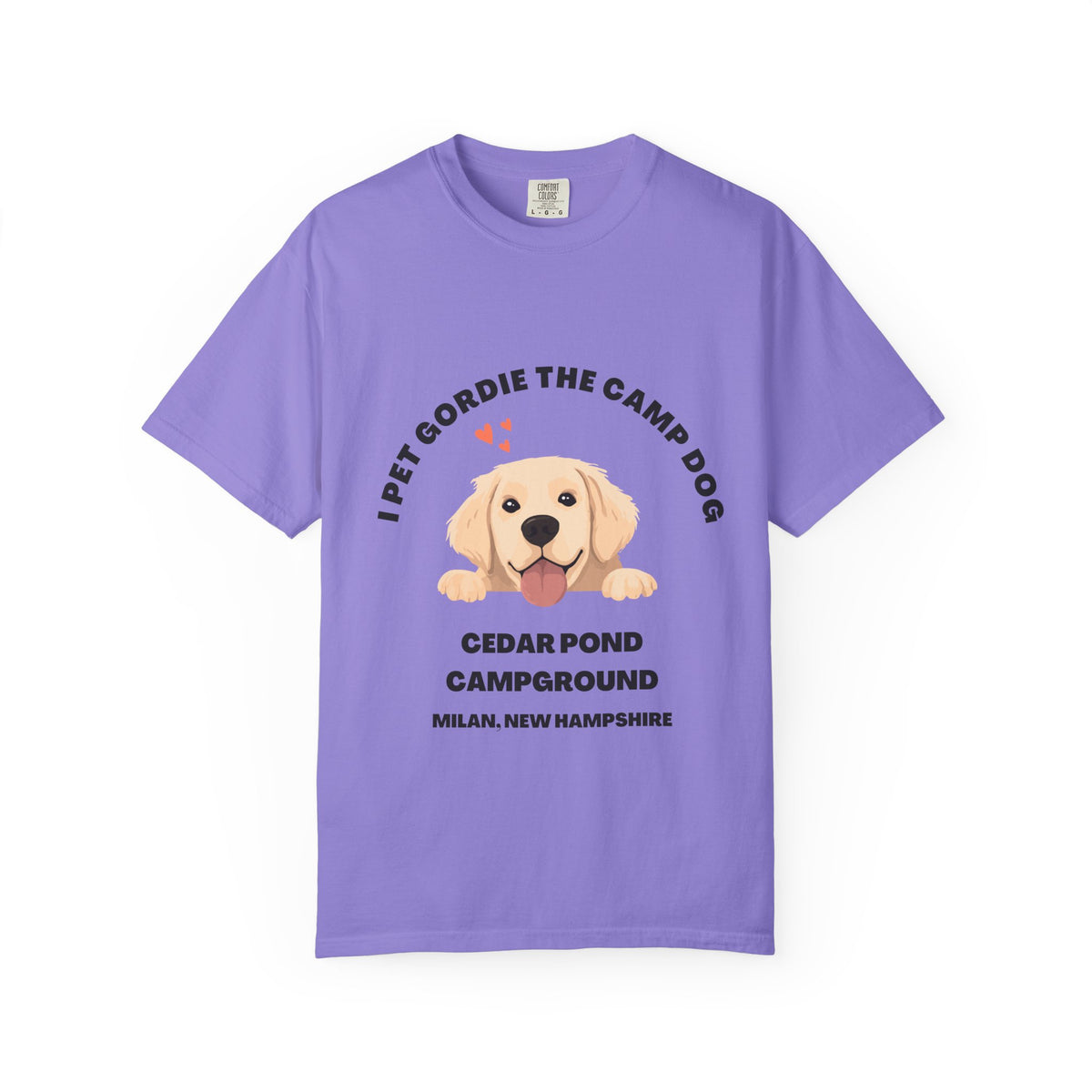 I Pet Gordie the Camp Dog Tee — Cedar Pond Campground, Milan NH