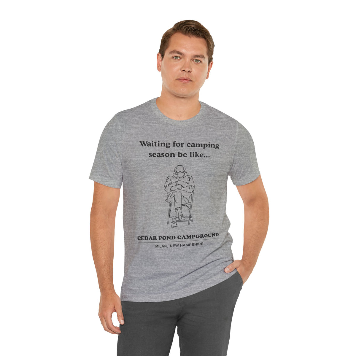 Camping Season Tee — "Waiting for camping season be like..." Cedar Pond Campground Shirt