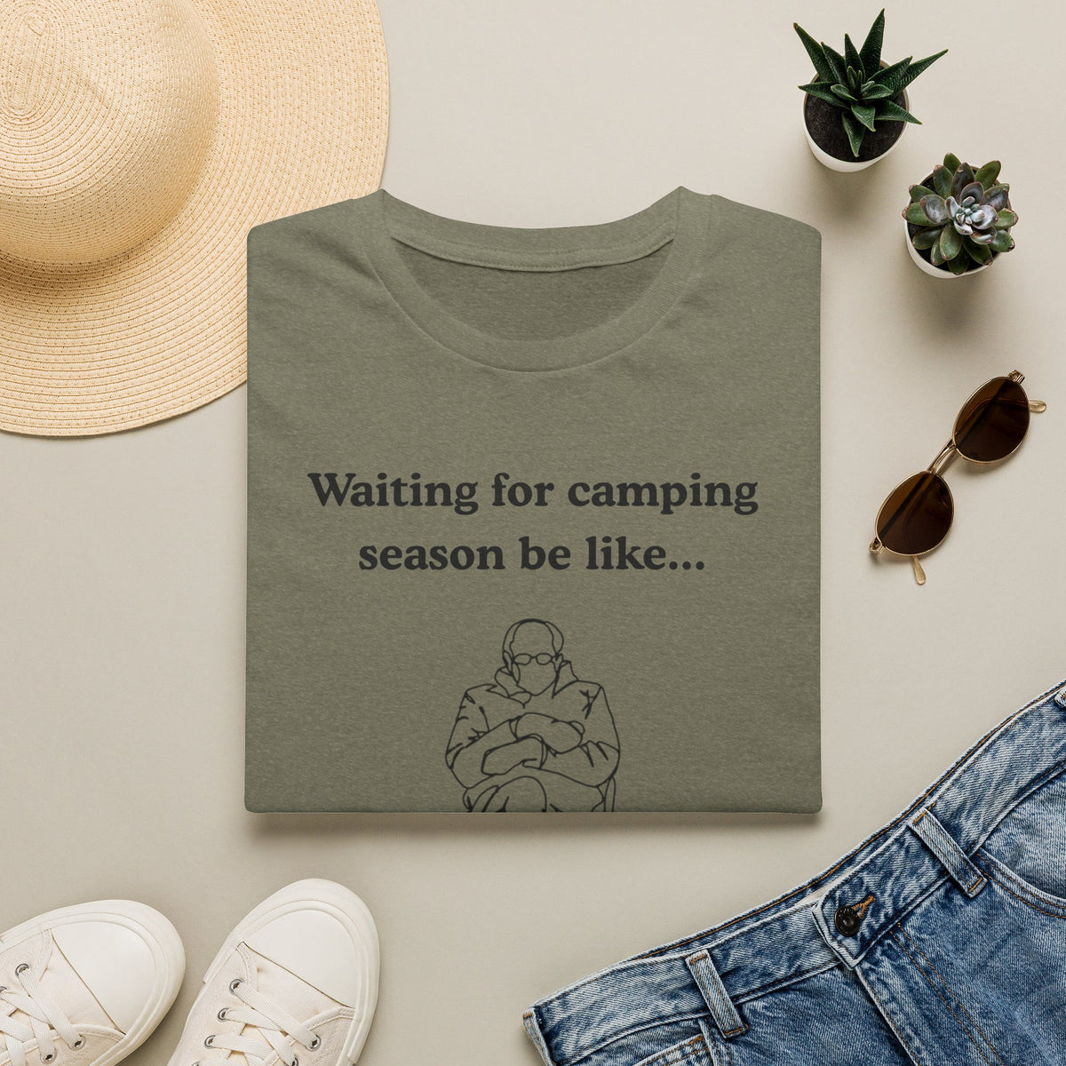 Waiting for Camping Season T-Shirt — Funny Camping Tee with Cozy Chair Graphic