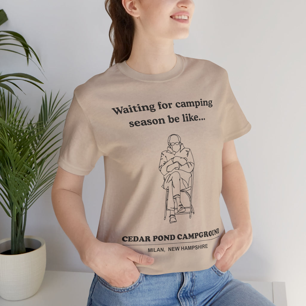 Camping Season Tee — "Waiting for camping season be like..." Cedar Pond Campground Shirt