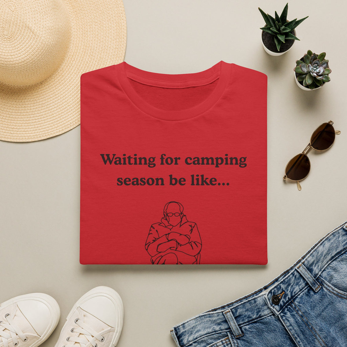 Waiting for Camping Season T-Shirt — Funny Camping Tee with Cozy Chair Graphic