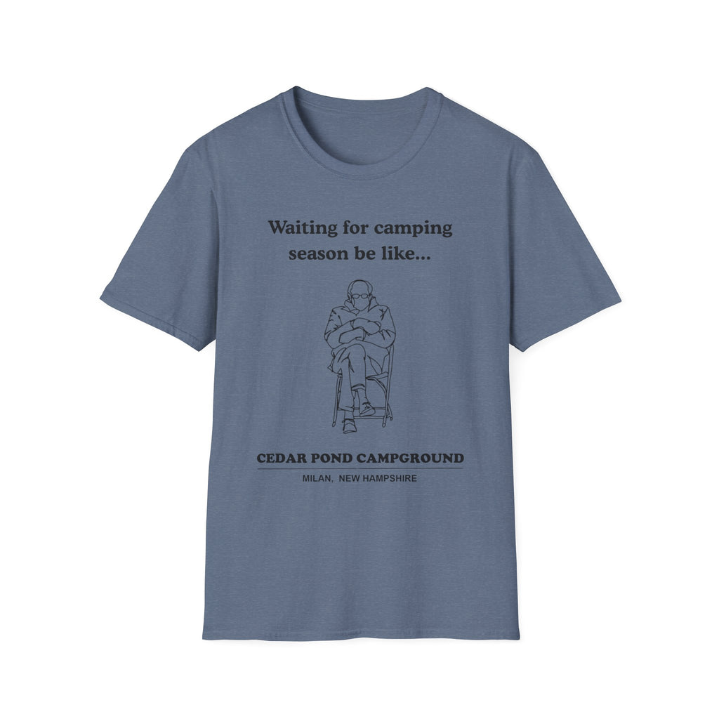 Waiting for Camping Season T-Shirt — Funny Camping Tee with Cozy Chair Graphic