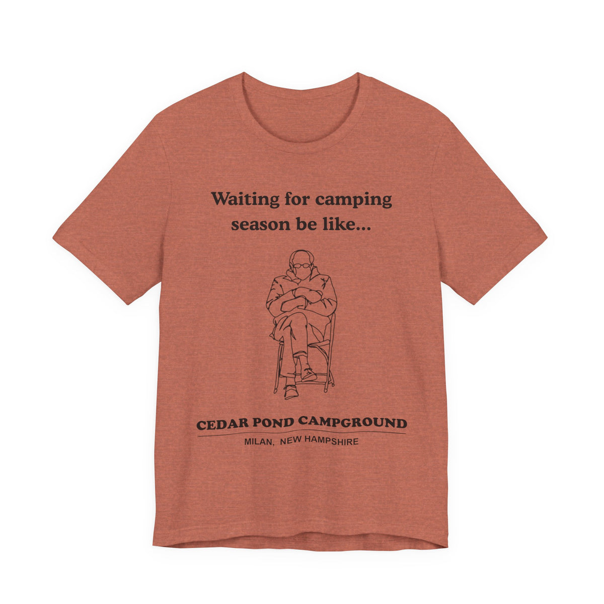 Camping Season Tee — "Waiting for camping season be like..." Cedar Pond Campground Shirt