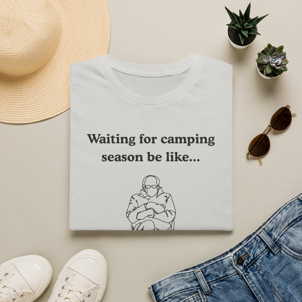 Waiting for Camping Season T-Shirt — Funny Camping Tee with Cozy Chair Graphic