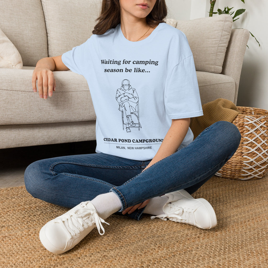 Waiting for Camping Season T-Shirt — Funny Camping Tee with Cozy Chair Graphic