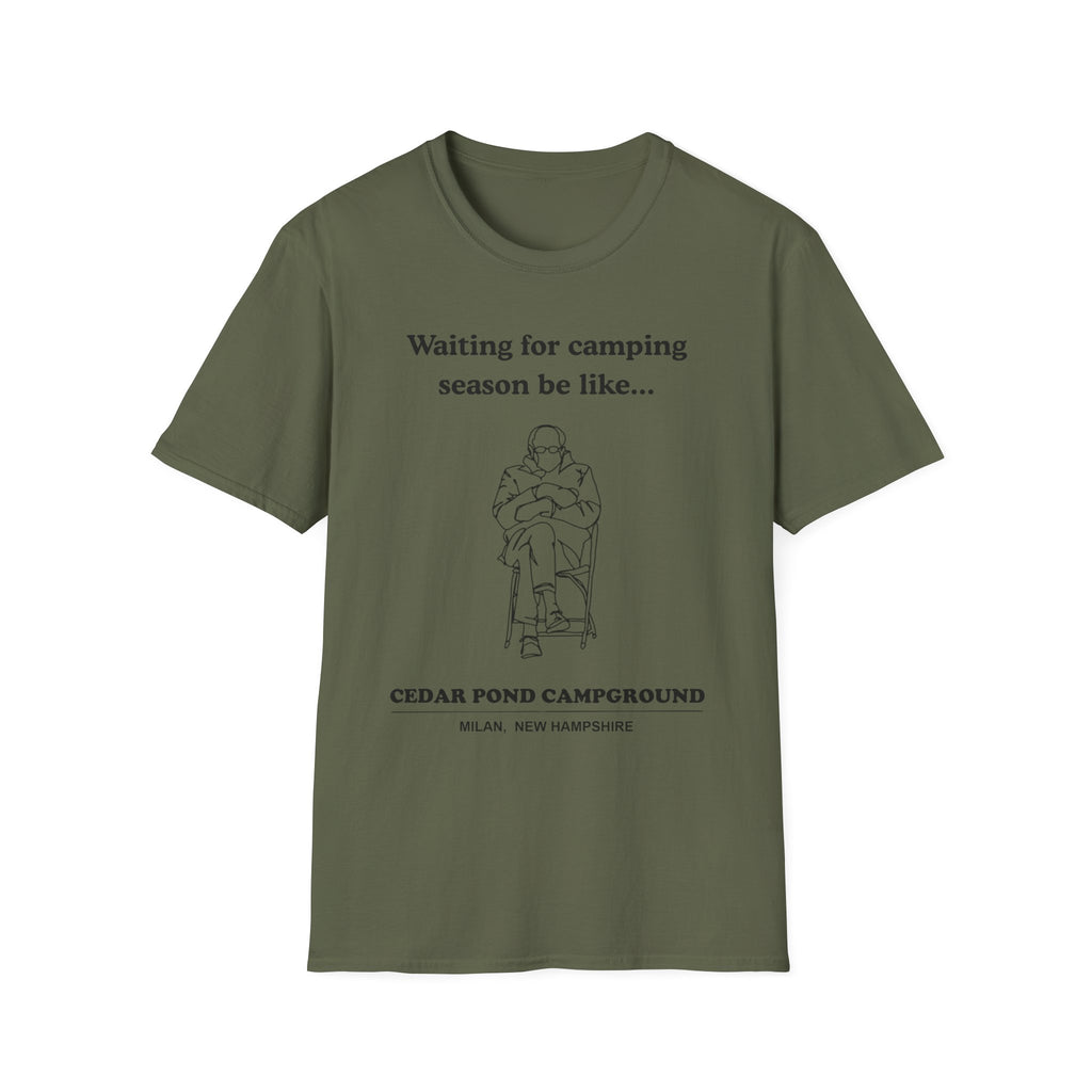 Waiting for Camping Season T-Shirt — Funny Camping Tee with Cozy Chair Graphic