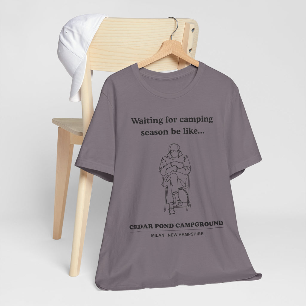 Camping Season Tee — "Waiting for camping season be like..." Cedar Pond Campground Shirt