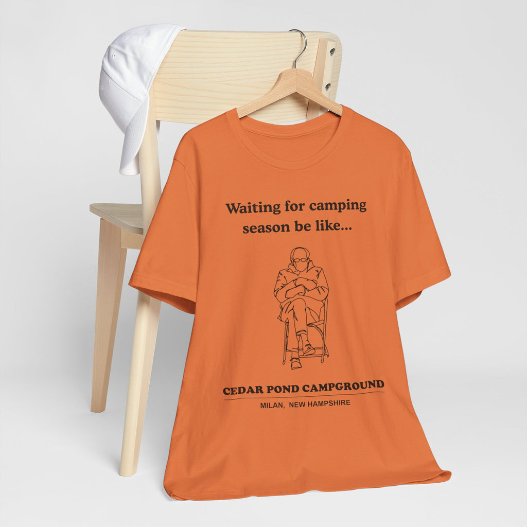 Camping Season Tee — "Waiting for camping season be like..." Cedar Pond Campground Shirt