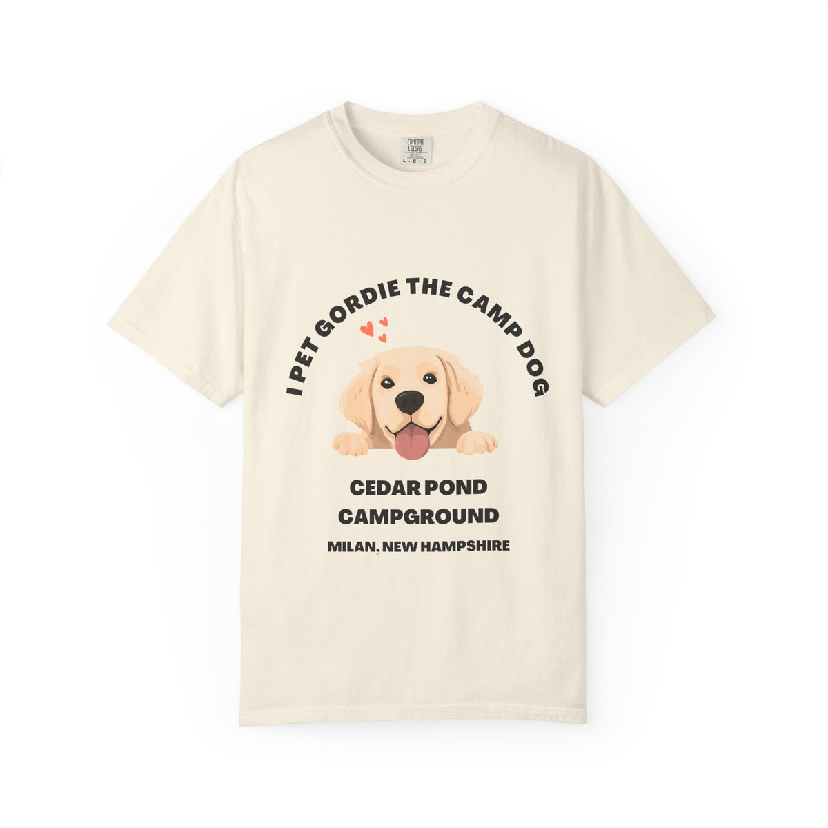 I Pet Gordie the Camp Dog Tee — Cedar Pond Campground, Milan NH