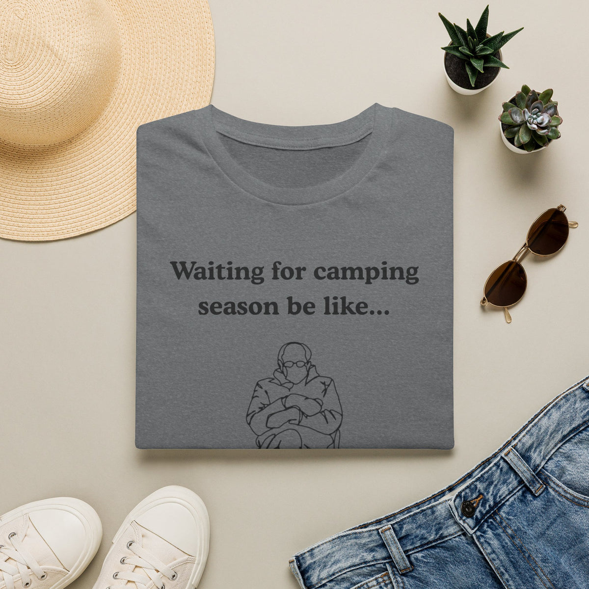 Waiting for Camping Season T-Shirt — Funny Camping Tee with Cozy Chair Graphic