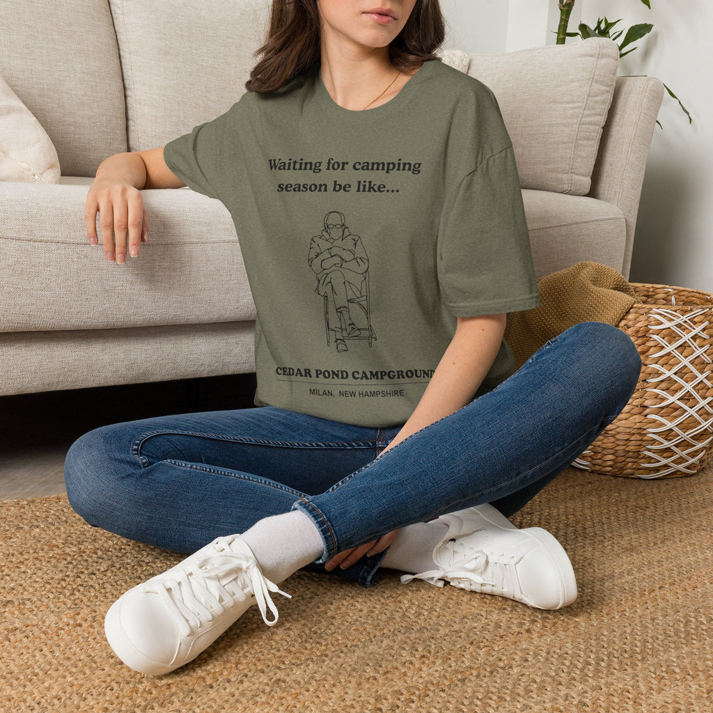 Waiting for Camping Season T-Shirt — Funny Camping Tee with Cozy Chair Graphic
