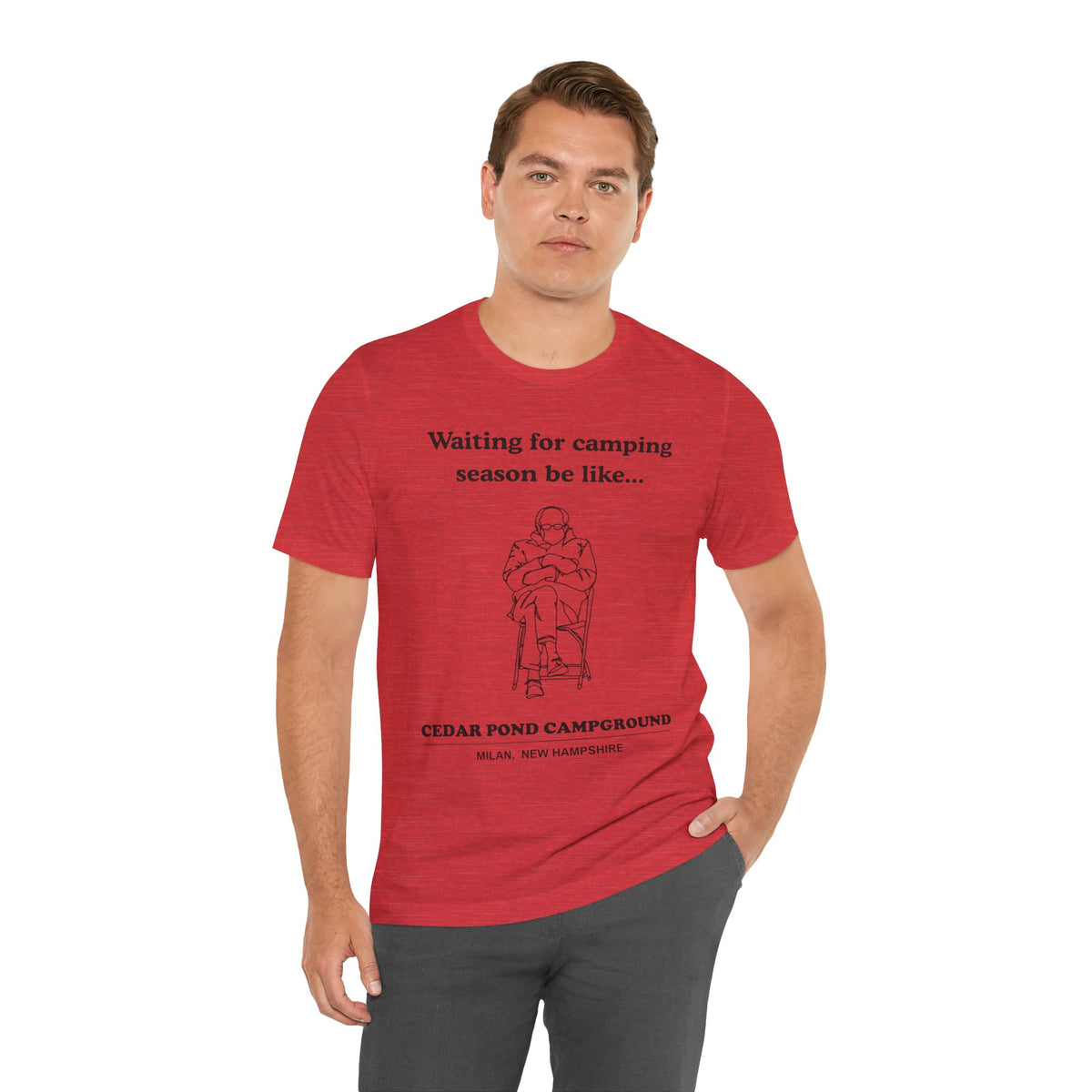 Camping Season Tee — "Waiting for camping season be like..." Cedar Pond Campground Shirt