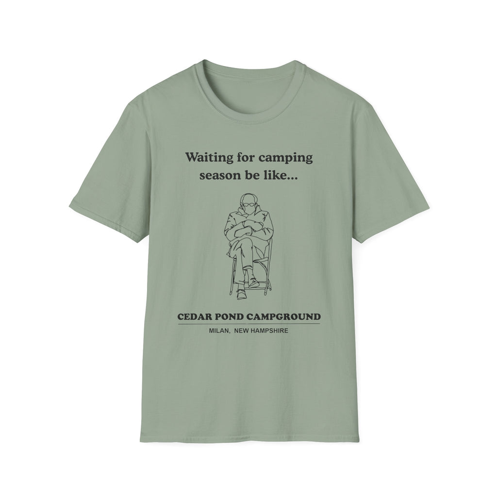 Waiting for Camping Season T-Shirt — Funny Camping Tee with Cozy Chair Graphic