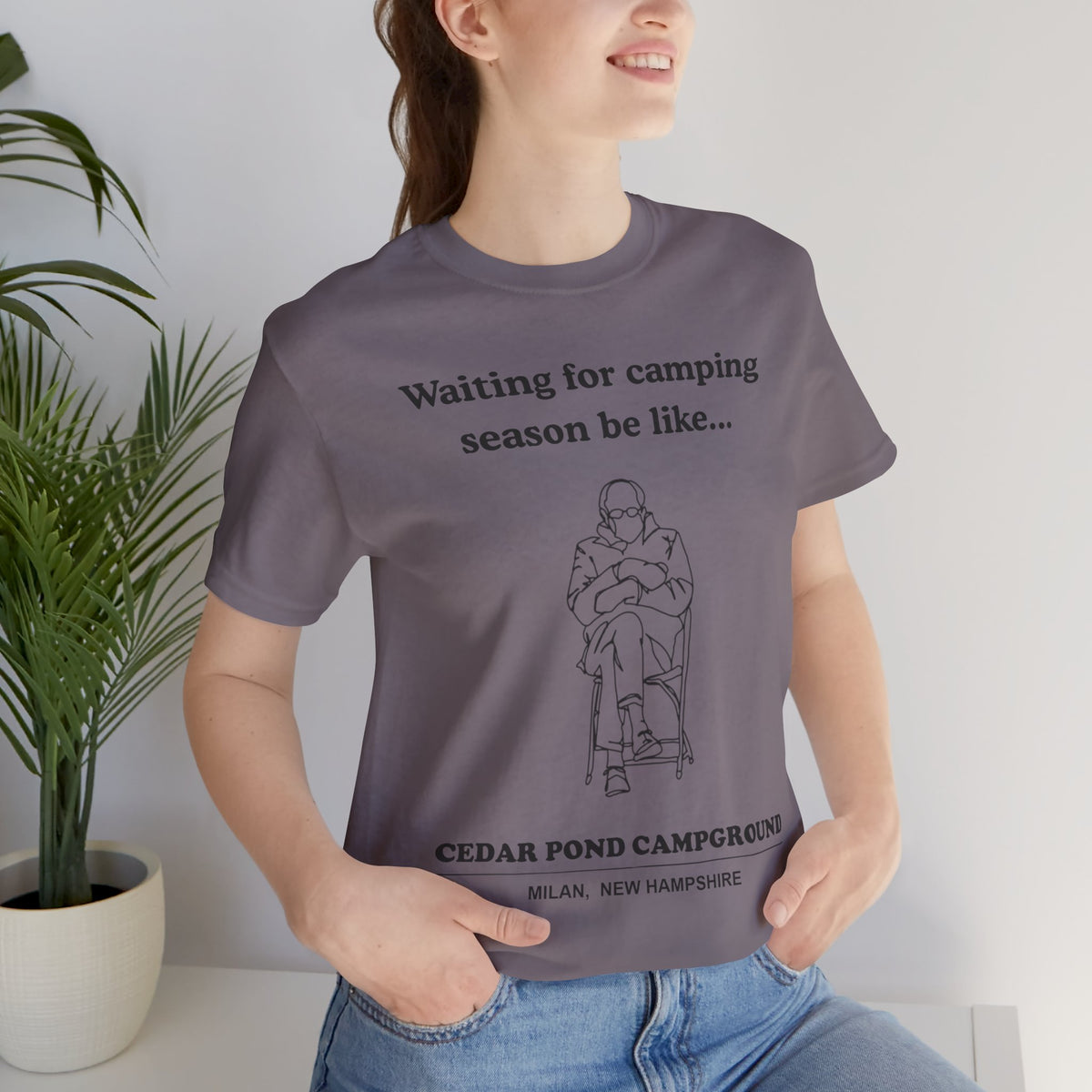 Camping Season Tee — "Waiting for camping season be like..." Cedar Pond Campground Shirt