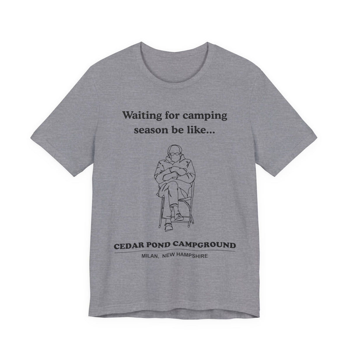 Camping Season Tee — "Waiting for camping season be like..." Cedar Pond Campground Shirt