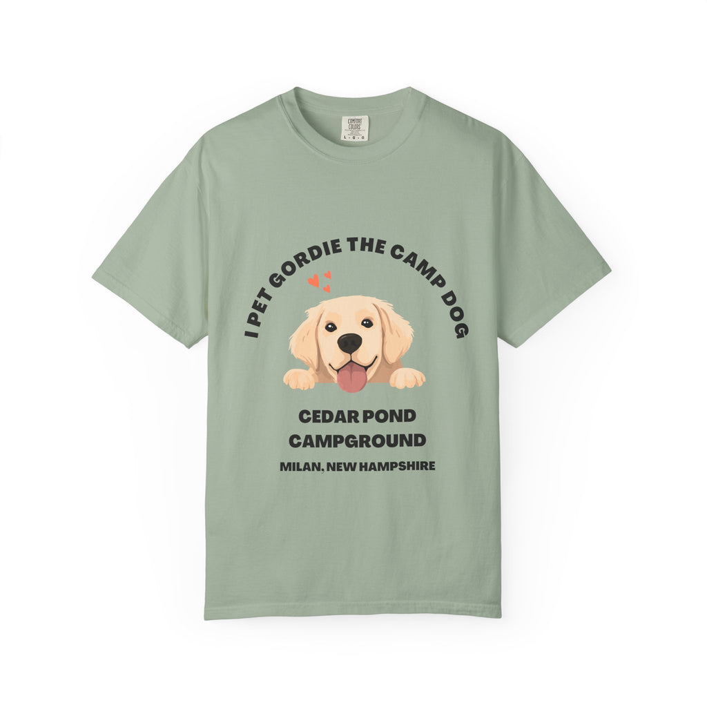 I Pet Gordie the Camp Dog Tee — Cedar Pond Campground, Milan NH