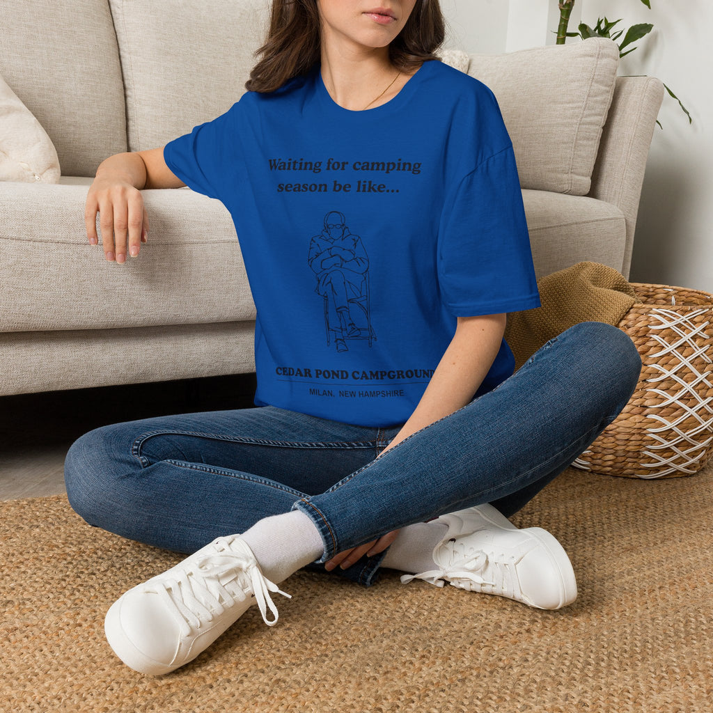 Waiting for Camping Season T-Shirt — Funny Camping Tee with Cozy Chair Graphic