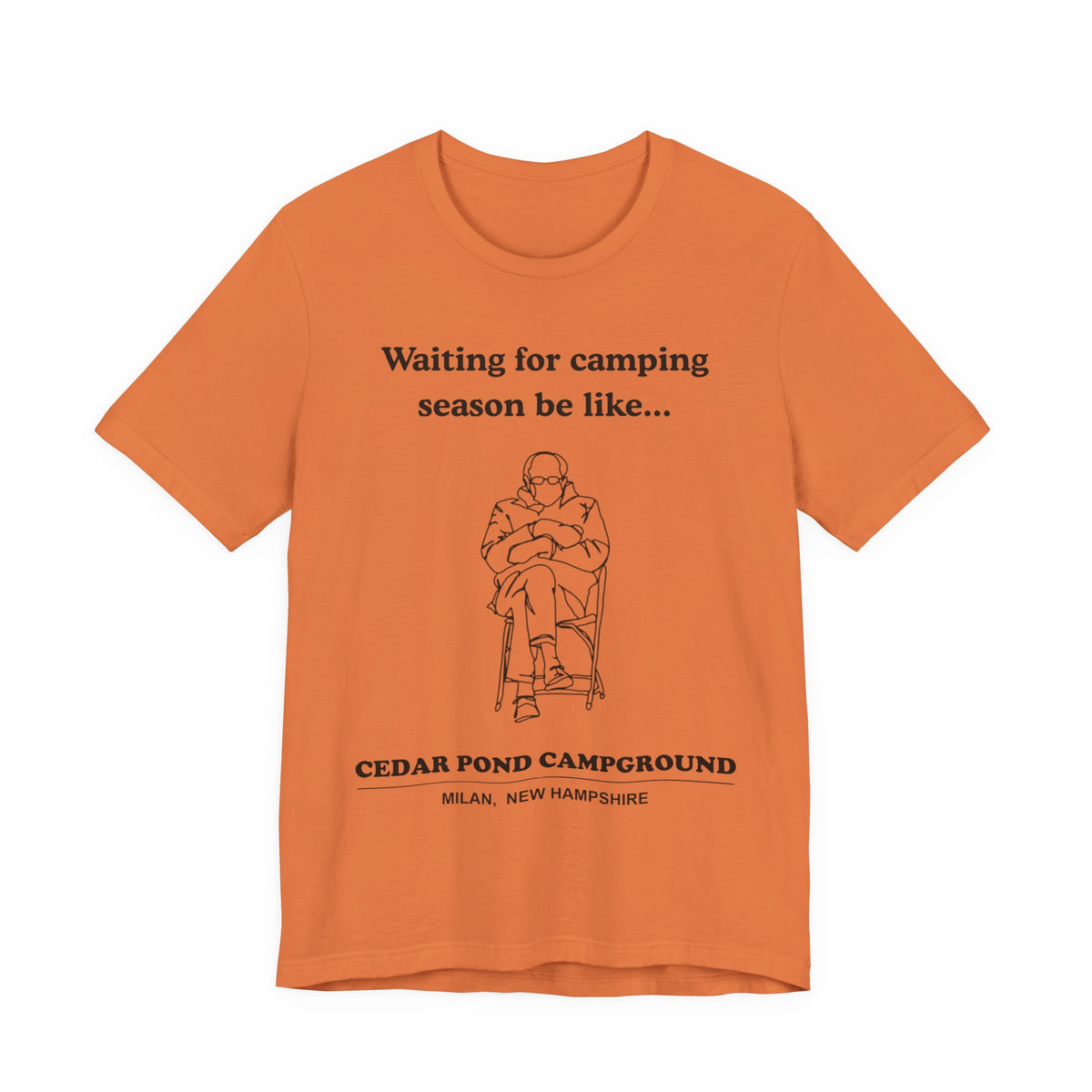 Camping Season Tee — "Waiting for camping season be like..." Cedar Pond Campground Shirt