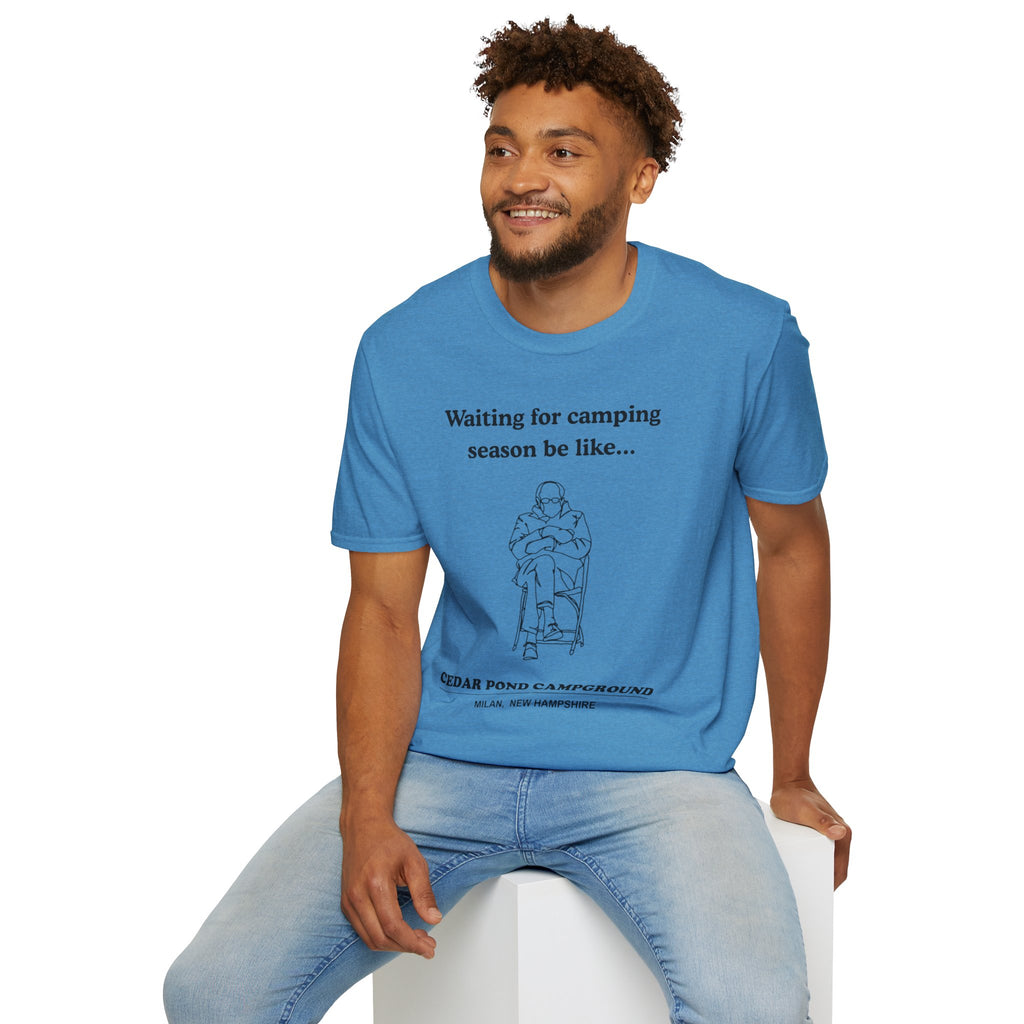 Waiting for Camping Season T-Shirt — Funny Camping Tee with Cozy Chair Graphic