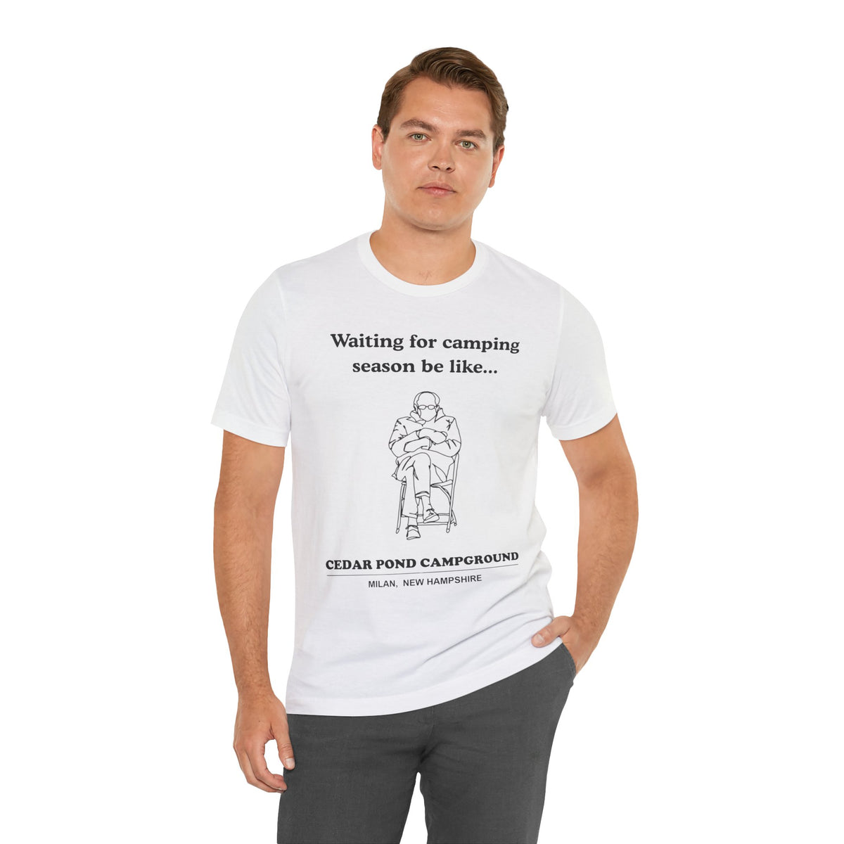 Camping Season Tee — "Waiting for camping season be like..." Cedar Pond Campground Shirt