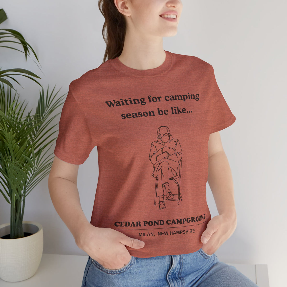 Camping Season Tee — "Waiting for camping season be like..." Cedar Pond Campground Shirt
