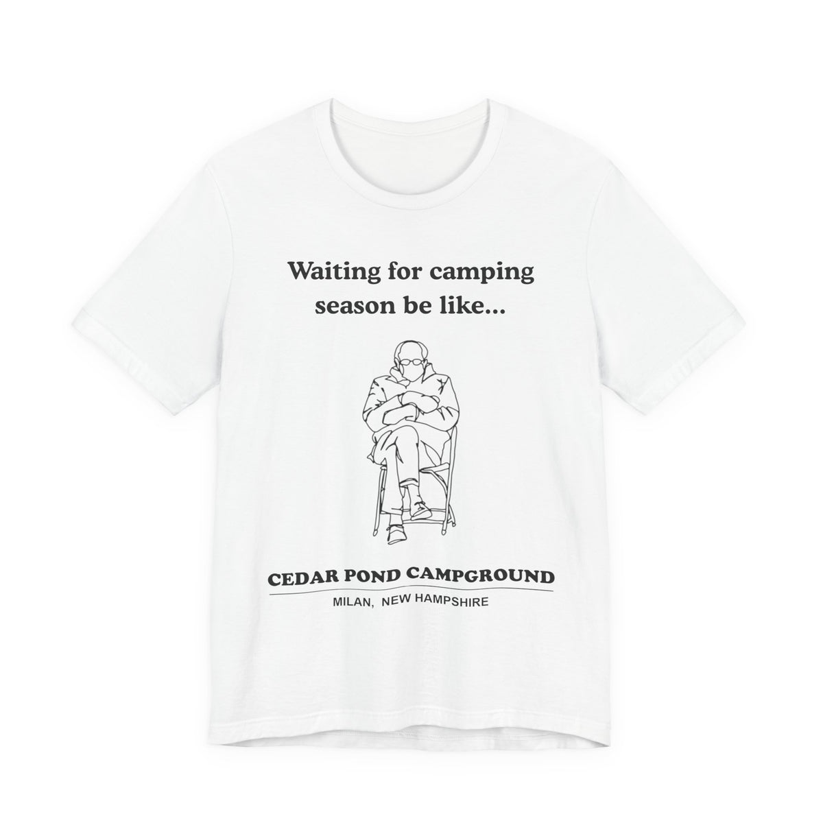 Camping Season Tee — "Waiting for camping season be like..." Cedar Pond Campground Shirt