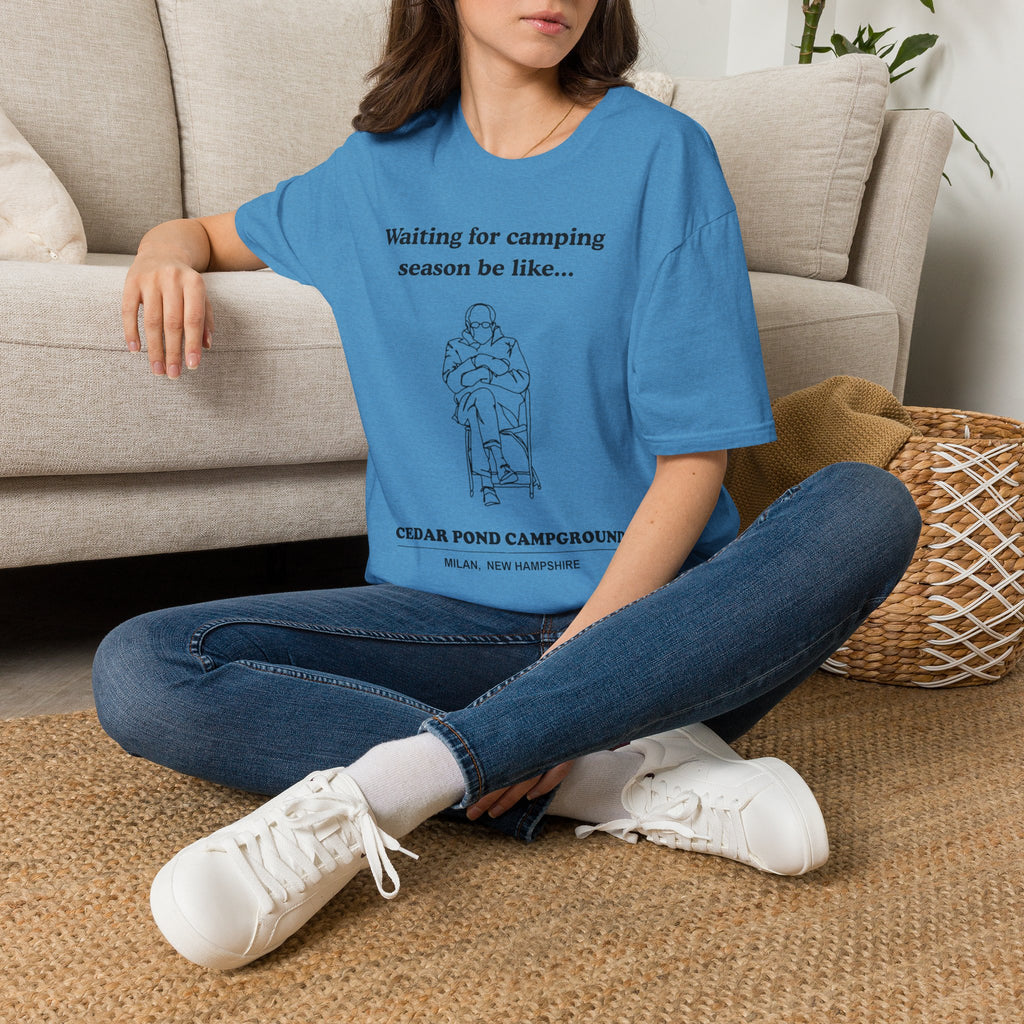 Waiting for Camping Season T-Shirt — Funny Camping Tee with Cozy Chair Graphic
