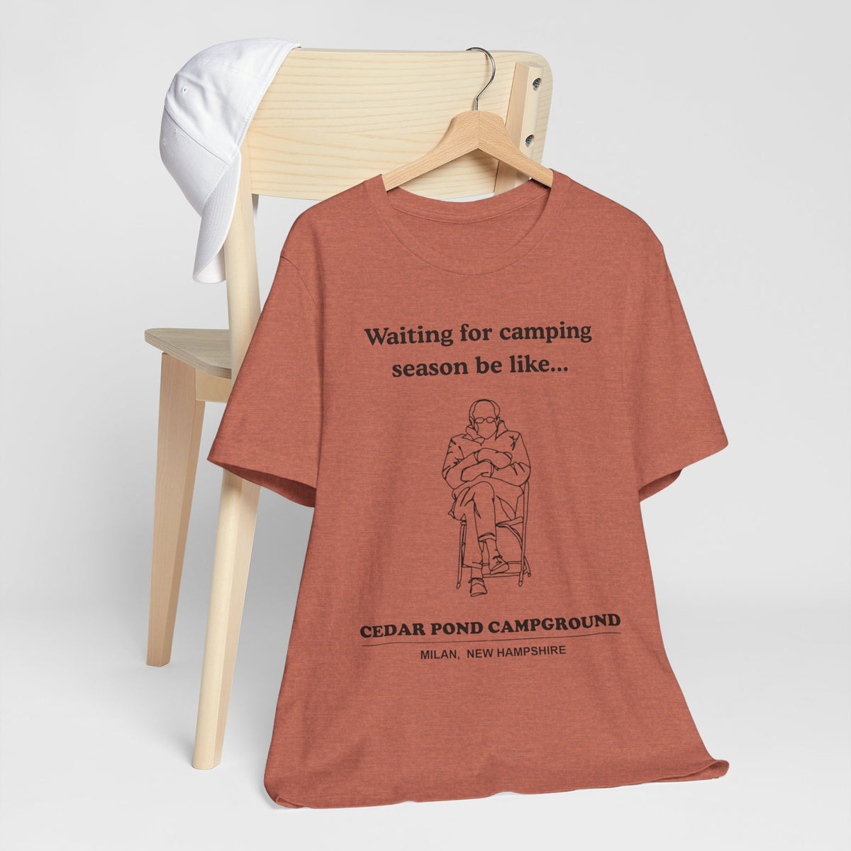 Camping Season Tee — "Waiting for camping season be like..." Cedar Pond Campground Shirt