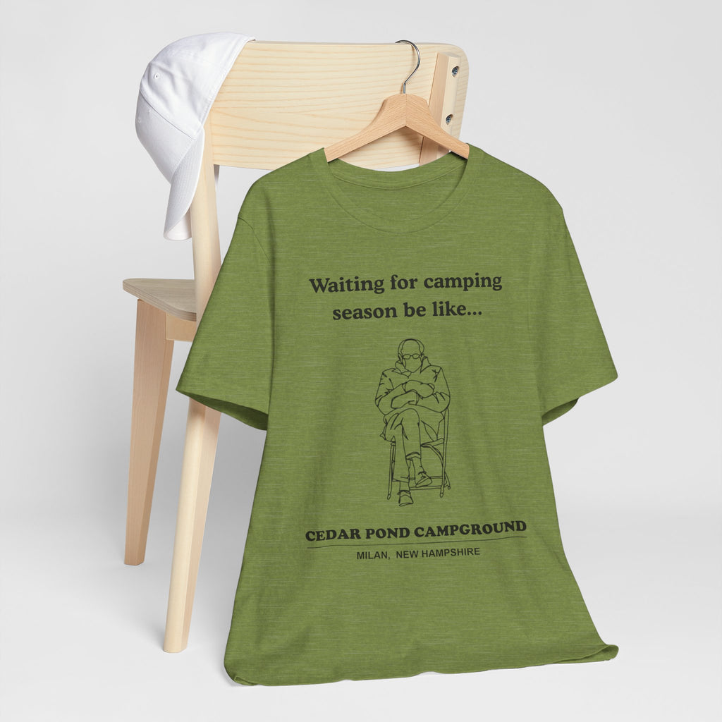 Camping Season Tee — "Waiting for camping season be like..." Cedar Pond Campground Shirt
