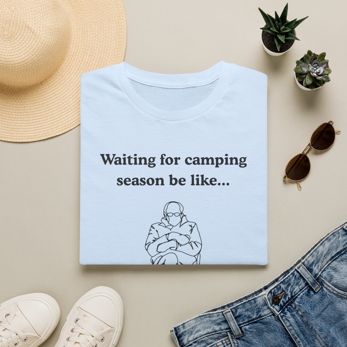 Waiting for Camping Season T-Shirt — Funny Camping Tee with Cozy Chair Graphic