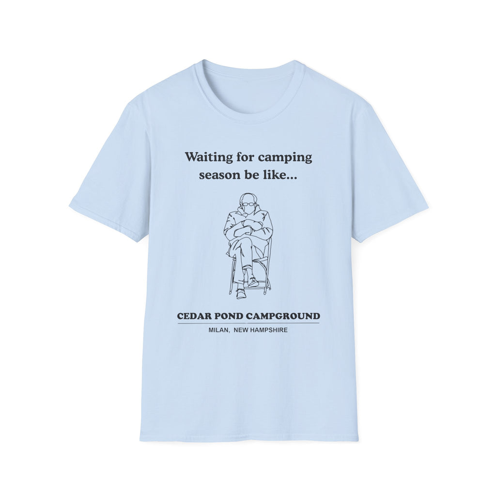 Waiting for Camping Season T-Shirt — Funny Camping Tee with Cozy Chair Graphic