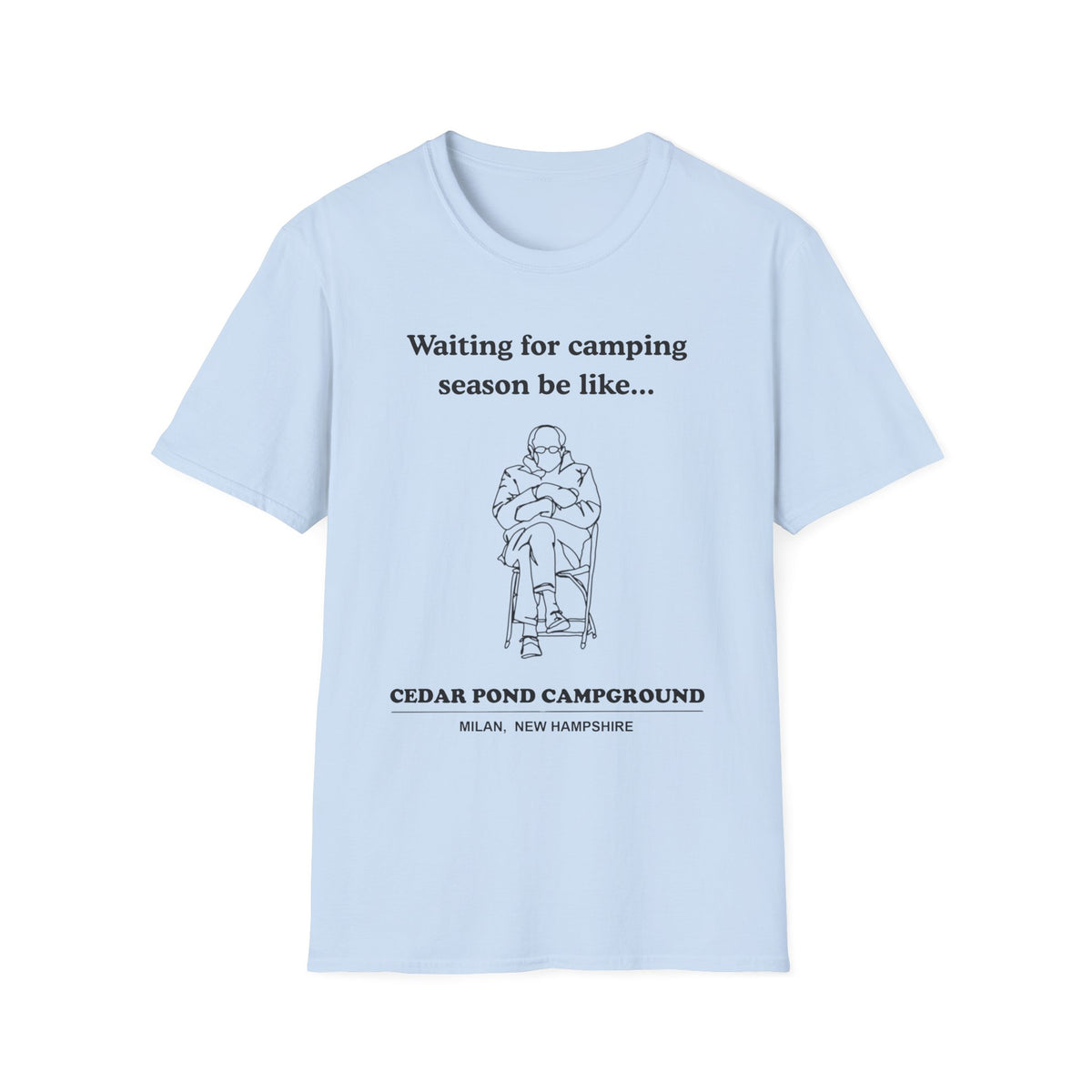 Waiting for Camping Season T-Shirt — Funny Camping Tee with Cozy Chair Graphic