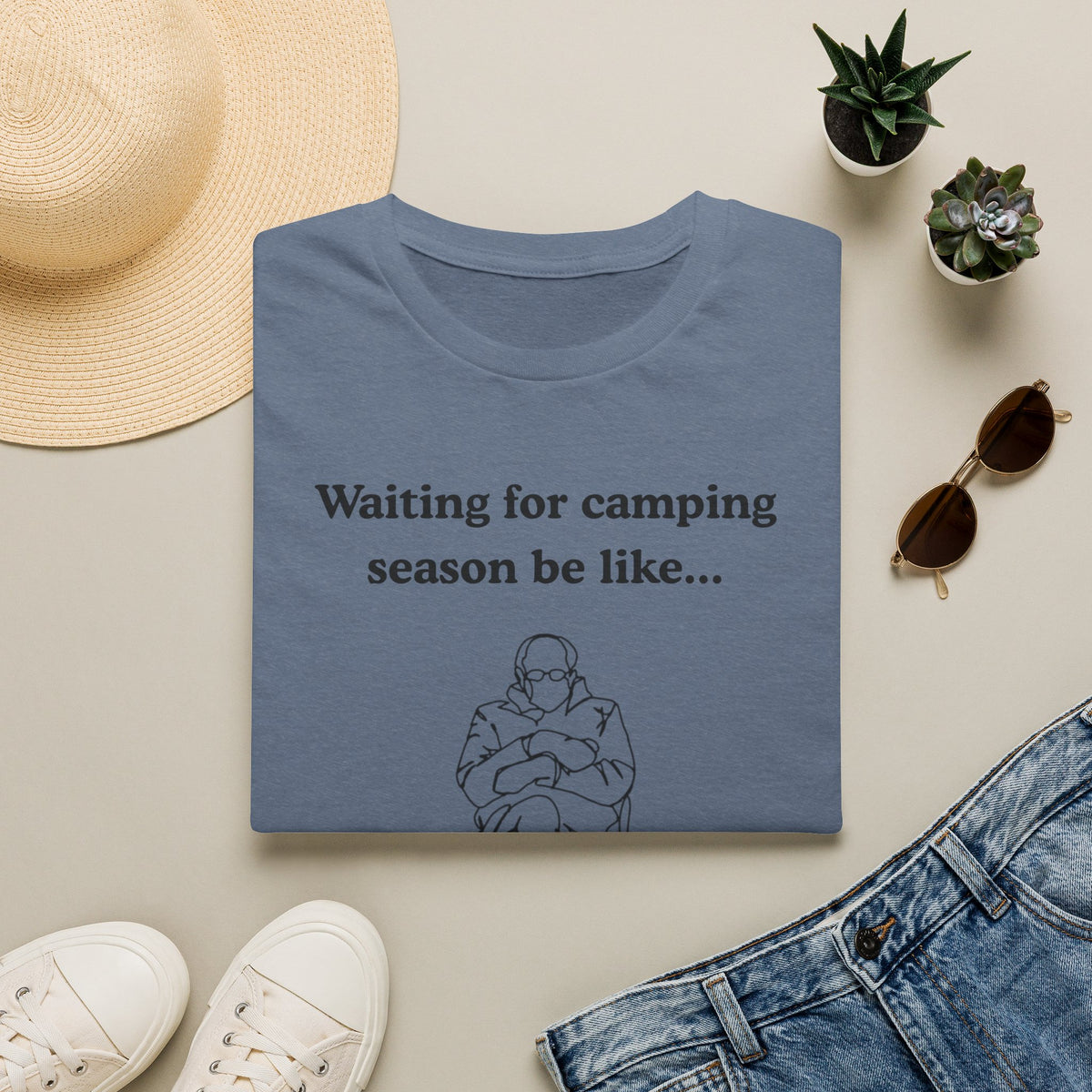 Waiting for Camping Season T-Shirt — Funny Camping Tee with Cozy Chair Graphic