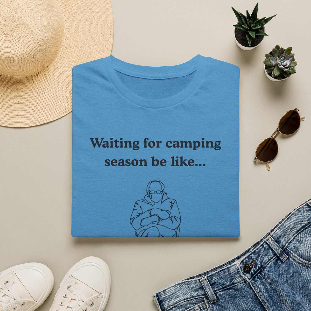Waiting for Camping Season T-Shirt — Funny Camping Tee with Cozy Chair Graphic